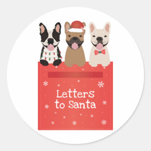 Briefe an Santa French Bulldogs Runder Aufkleber