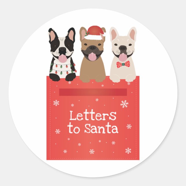 Briefe an Santa French Bulldogs Runder Aufkleber (Vorderseite)