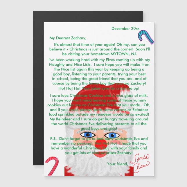 Briefe aus dem Santa Personalisiert Magnetkarte (Vorne/Hinten)