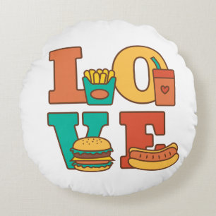 Briefe Liebe Junk Food Zimmerdekoration Rundes Kissen