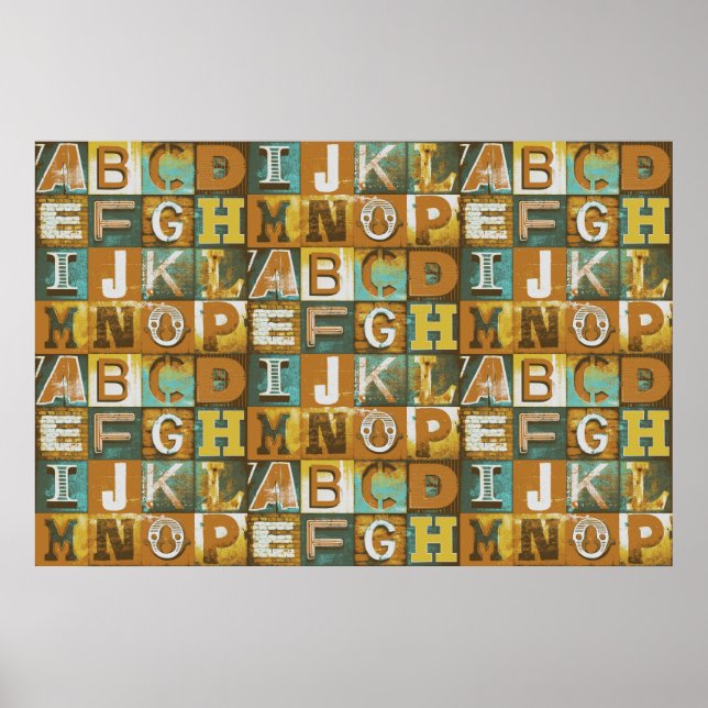 Briefe Typografie Retro-Poster für Decoupage Poster (Vorne)