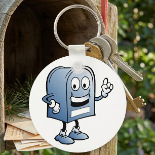 Briefkasten-Maskottchen Glücklicher blauer Postcha Schlüsselanhänger