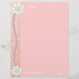 Briefkopf-Blumen-Juwel-Perlen-Rosa-Rahmen 2