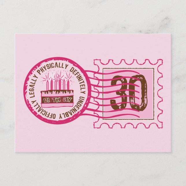 Briefmarke 30 Geburtstag Postkarte (Vorderseite)