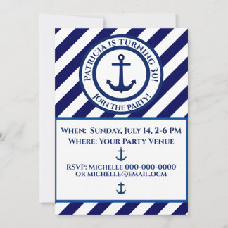 Briefmarke Anker & Diagonal Stripe Einladung zum G