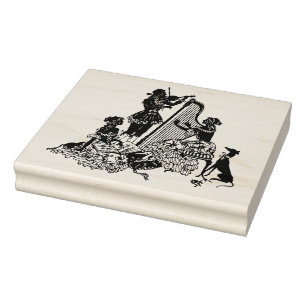 Briefmarke Art Deco Silhouette - Musiker Gummistempel
