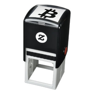 Briefmarke aus Bitcoin-Symbol-Selbstfarbkautschuk Permastempel