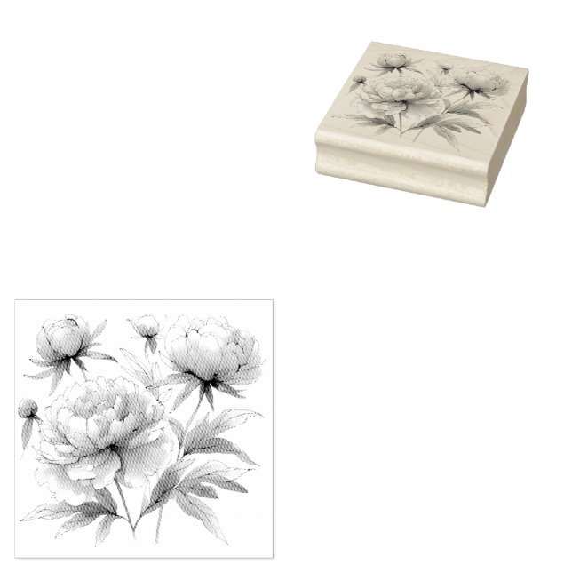 Briefmarke aus Gummi, Peonies Var01 Gummistempel (Stempel)