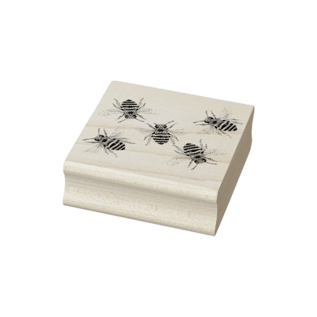 Briefmarke aus Holz - Honigbienen Gummistempel (Stempel)