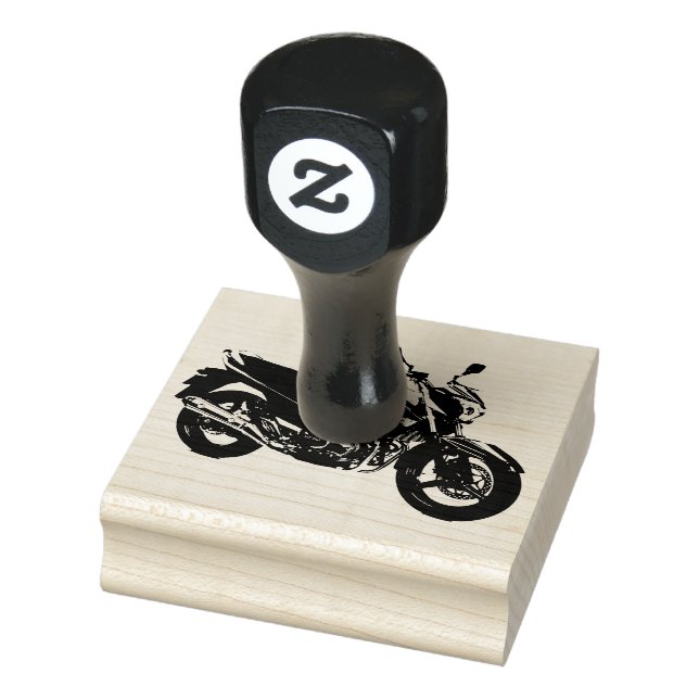 Briefmarke aus Holz/Motorrad Gummistempel (Stempel)