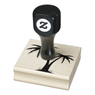 Briefmarke aus Holz/Palmen Gummistempel