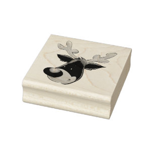 Briefmarke aus Holz/Rentier Gummistempel