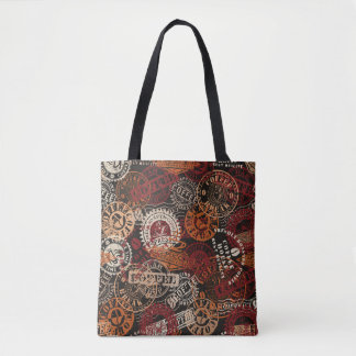 Briefmarke aus Kautschuk und Abzeichen aus Grunge Tasche