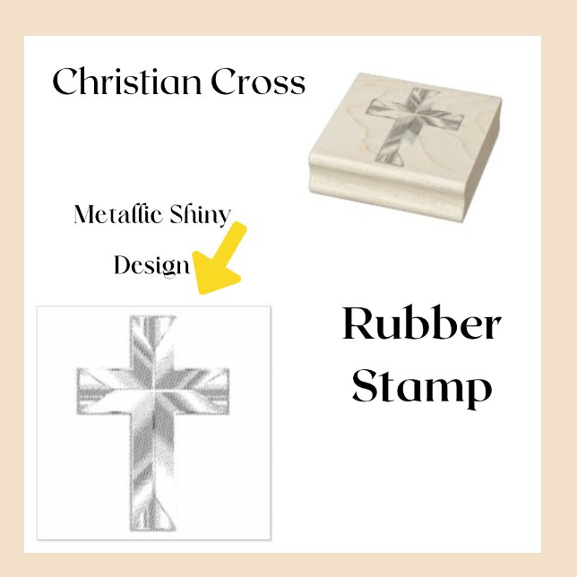Briefmarke aus Metall über Kautschuk Gummistempel (Christian Cross with Metallic Design)