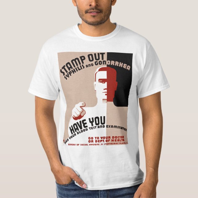Briefmarke aus Syphilis und Gonorrhö T-Shirt (Vorderseite)