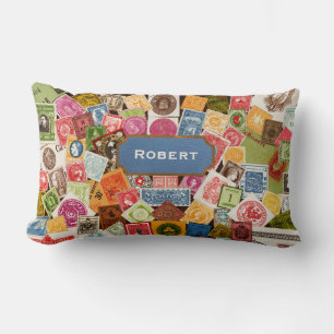 Briefmarke Collector Lumbar Pillow Lendenkissen
