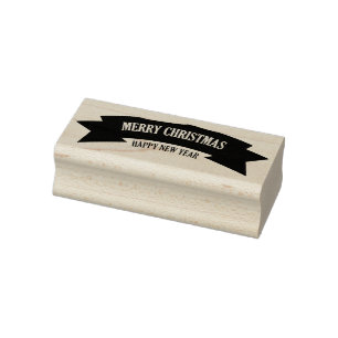Briefmarke der Holzkunst/Frohe Weihnachtsbanner Gummistempel