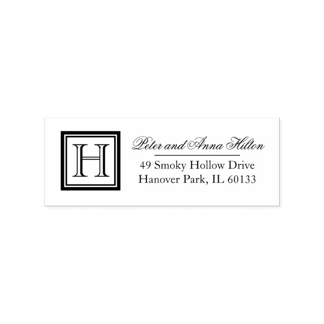 Briefmarke der Monogram-Adresse des Classic Square Gummistempel (Prägung)