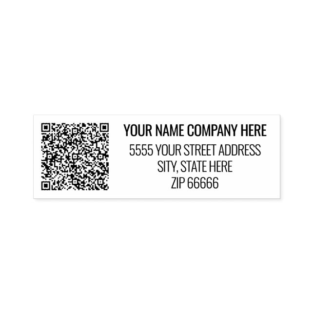 Briefmarke der QR-Code-Scan-Info-Name-Adresse Permastempel (Design)