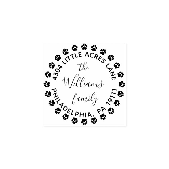 Briefmarke der Rücksendeadresse mit Paw Prints Gummistempel (Prägung)