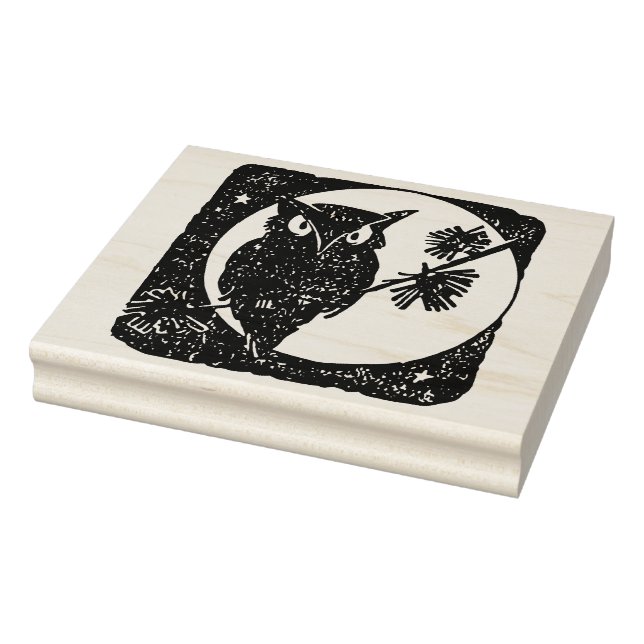 Briefmarke der Silhouette von Eule und Mond Gummistempel (Stempel)