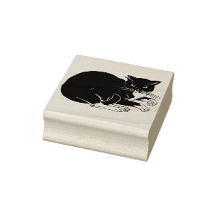 Briefmarke der Tuxedo-Katzenkatze Gummistempel