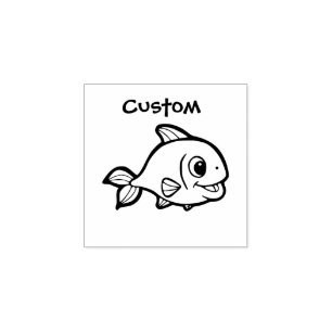 Briefmarke des Lehrers - Cartoon Fish Gummistempel