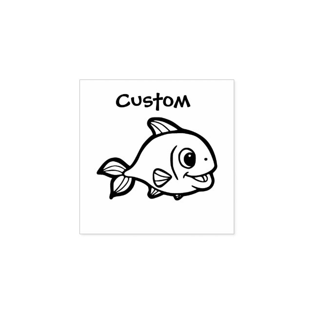 Briefmarke des Lehrers - Cartoon Fish Gummistempel (Prägung)
