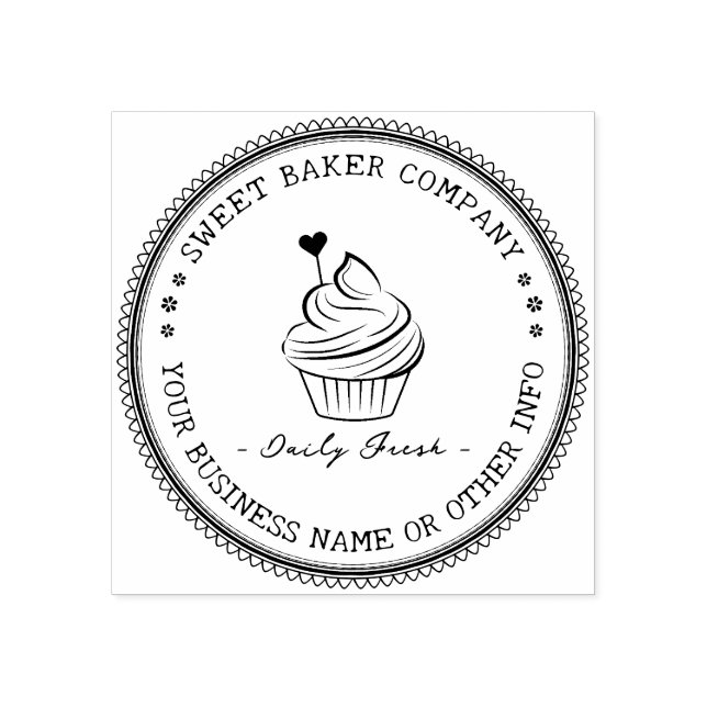 Briefmarke | Elegantes, hausgemachtes Bäckereilogo Gummistempel (Prägung)