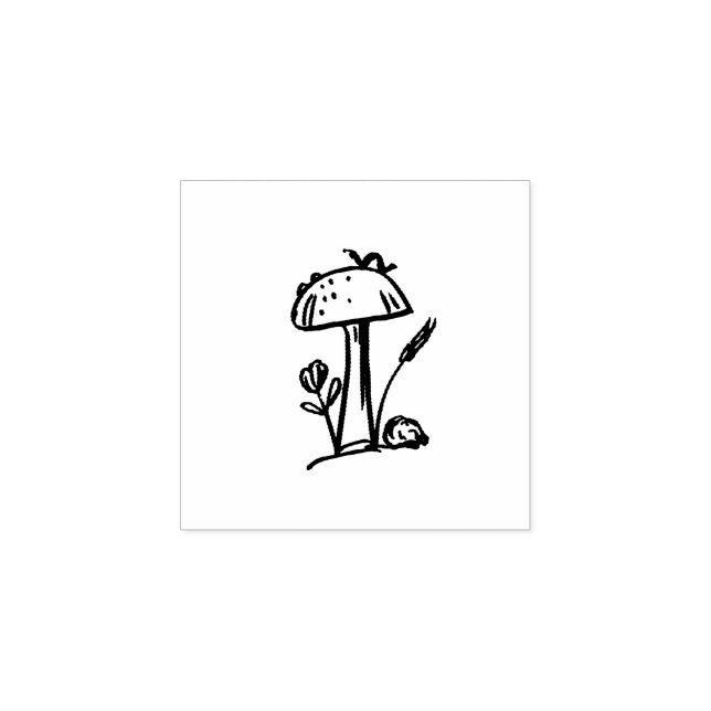 Briefmarke, Fun Mushroom mit Niedlichem Inch-Wurm Gummistempel (Prägung)