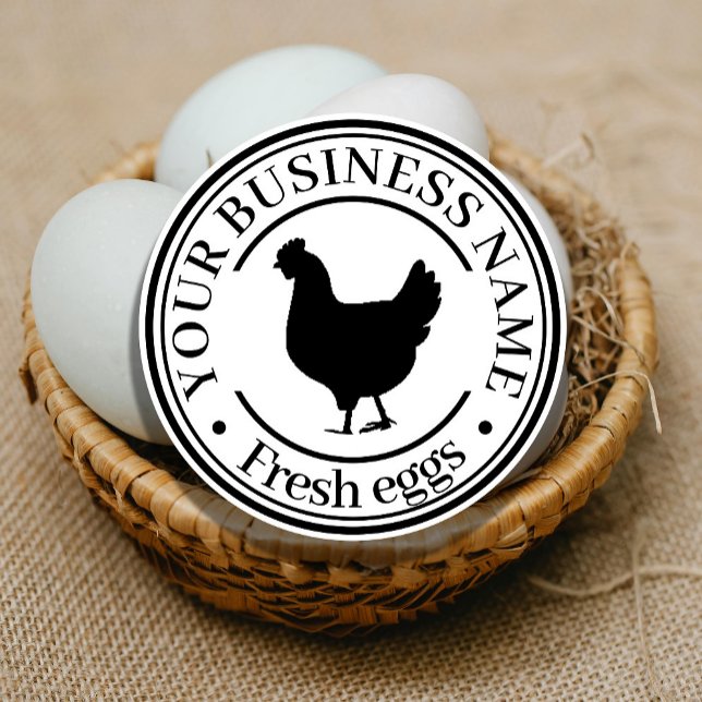 Briefmarke für Ihr Firmenlogo hinzufügen Runder Aufkleber (Add Your Business Logo Egg Stamp Classic Round Sticker. #chickenstickers #farmchicken #chicken arm)