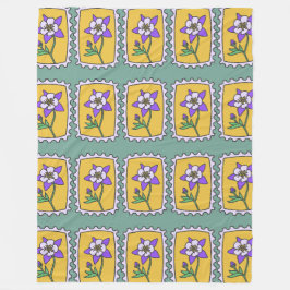 Briefmarke für lila Blume Fleecedecke