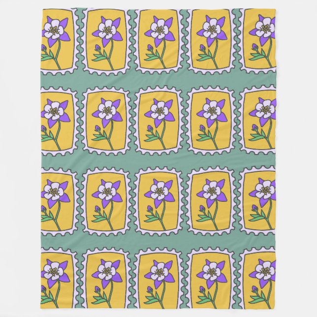 Briefmarke für lila Blume Fleecedecke (Vorderseite)