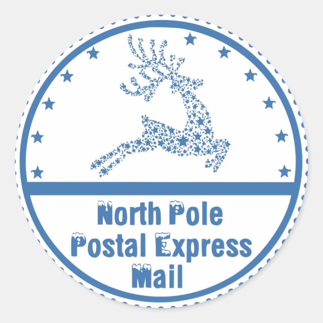 Briefmarke für Postsendungen von Nordpol Runder Aufkleber (Vorderseite)