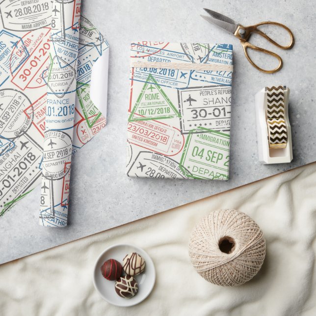 Briefmarke für Reisen und Visa Geschenkpapier (Kunsthandwerk)