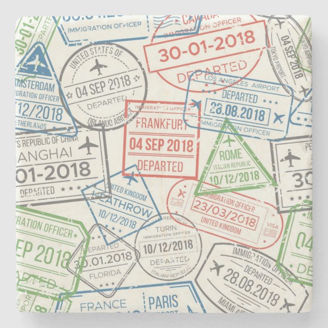 Briefmarke für Reisen und Visa Steinuntersetzer (Vorderseite)