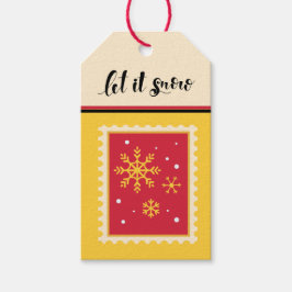 Briefmarke für Retro-Papier mit goldenen Schneeflo Geschenkanhänger
