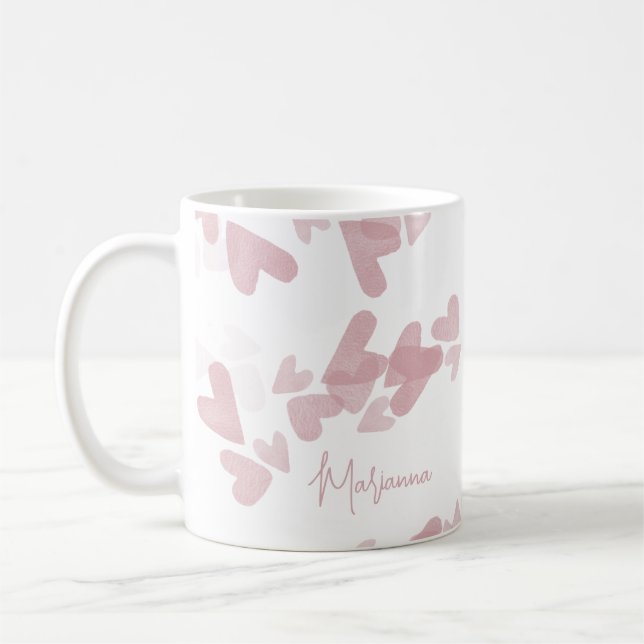 Briefmarke für Wasserfarben - Rosa Skriptname Kaffeetasse (Links)