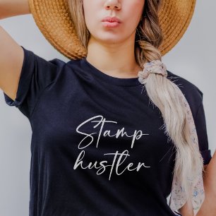 Briefmarke Hustler White Script Notary Public Navy T-Shirt