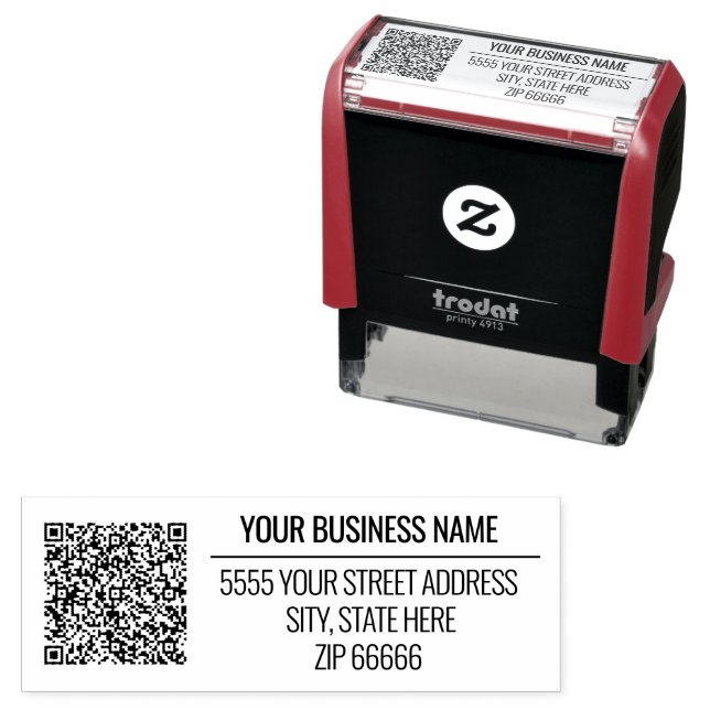 Briefmarke Ihrer Adresse mit QR-Code personalisier Permastempel (Beispiel)