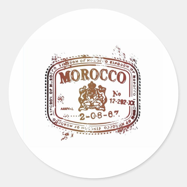 Briefmarke in Marokko Runder Aufkleber (Vorderseite)