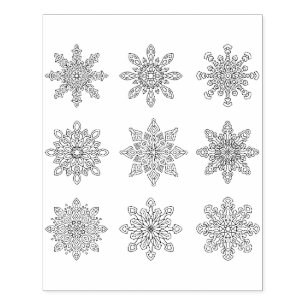 Briefmarke mit mehreren Schneeflocken Gummistempel
