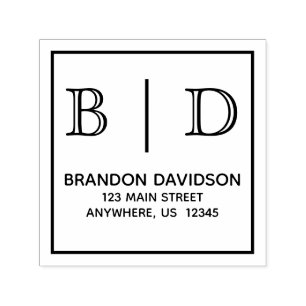 Briefmarke mit zwei Buchstaben, Monogramm, selbstf Permastempel