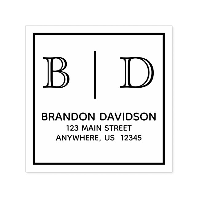 Briefmarke mit zwei Buchstaben, Monogramm, selbstf Permastempel (Design)