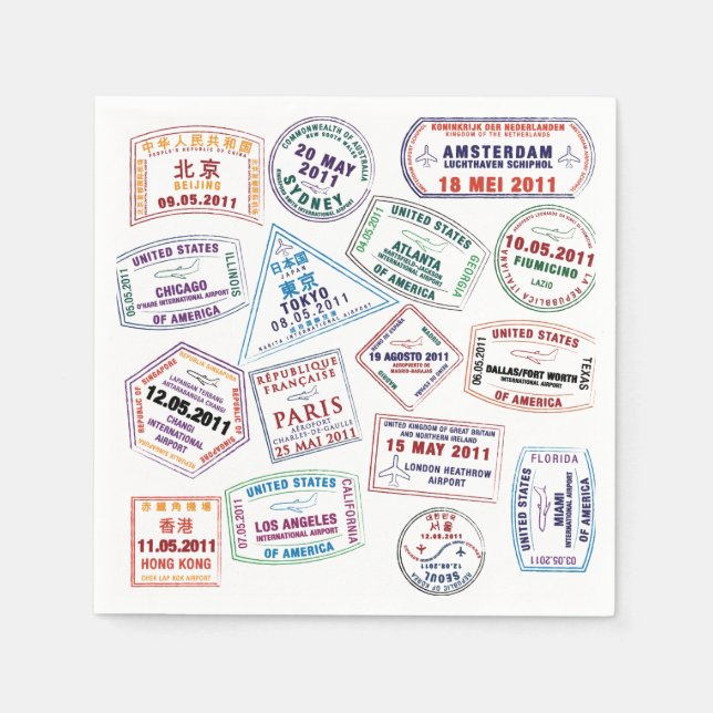 Briefmarke-Muster für Passport Serviette (Vorderseite)