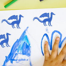 Briefmarke niedlicher Drache | Stehende Pose