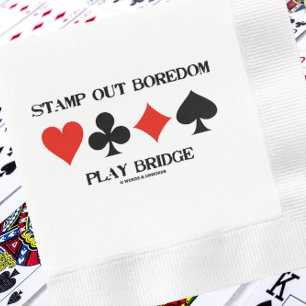 Briefmarke Out Langeweile Play Bridge 4 Card Anzug Serviette