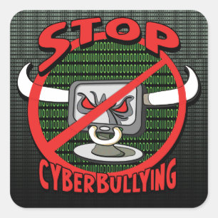 Briefmarke-Out-Stopp-Cybermobbing Quadratischer Aufkleber