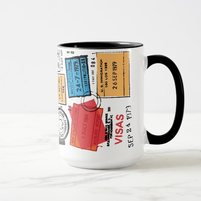 Briefmarke Reisedesign Tasse (Rechts)
