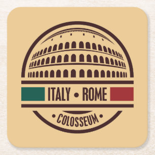 Briefmarke Reisen, Rom Italien Rechteckiger Pappuntersetzer